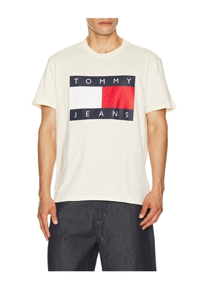 Tommy Jeans Big Flag Tee in Cream. Size S. Also in M, L, XL/1X.