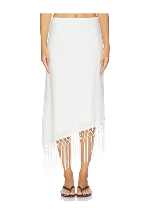 SNDYS Cascade Midi Skirt in White. Size XXS. Also in L, M, S, XL, XS.