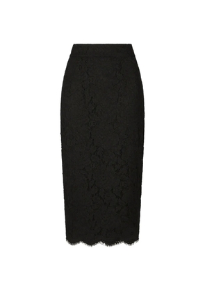 Dolce & Gabbana floral-lace midi skirt - Black