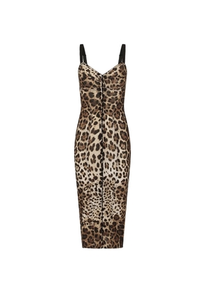 Dolce & Gabbana leopard-print midi dress - Neutrals