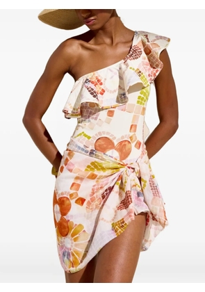 Marie Oliver Selena mosaic-print sarong - White