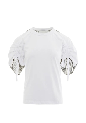 3.1 Phillip Lim ruched-sleeve striped-back T-shirt - White