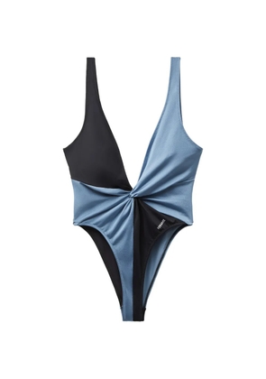 Versace embroidered-logo one-piece swimsuit - Blue