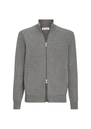 Brunello Cucinelli cashmere high-neck cardigan with zipper - Grey