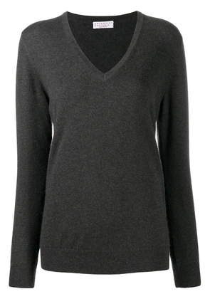 Brunello Cucinelli v-neck cashmere jumper - Grey