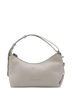 Brunello Cucinelli grained leather shoulder bag - Grey