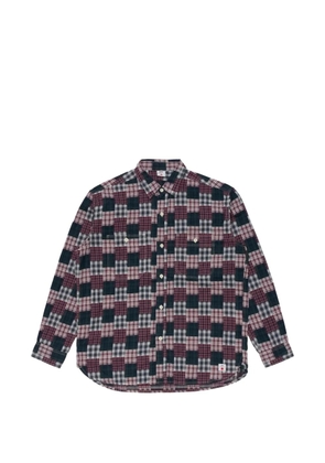 Edwin Work patterned button-down cotton shirt - Red
