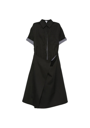 LOEWE check-pattern panelled shirt dress - Black