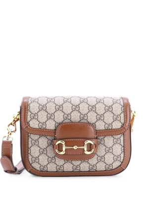 Gucci Pre-Owned Horsebit 1955 Shoulder Bag GG Coated Canvas with Leather Mini crossbody bag - Brown