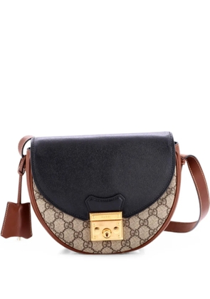 Gucci Pre-Owned Padlock Saddle Shoulder Bag GG Coated Canvas and Leather Small crossbody bag - Black