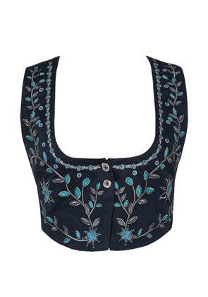 Agua By Agua Bendita Esmeralda Relicario floral-embroidered vest - Blue