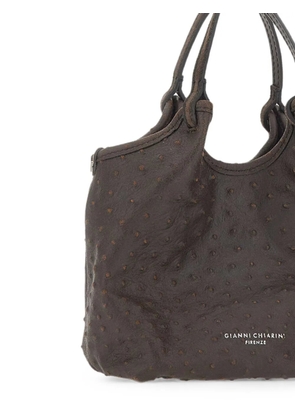 GIANNI CHIARINI Dua ostrich-effect leather tote bag - Brown
