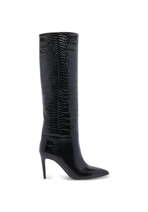 Paris Texas croc-effect patent leather boots - Black