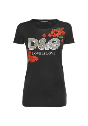 Dolce & Gabbana Pre-Owned floral-print logo-detail T-shirt - Black