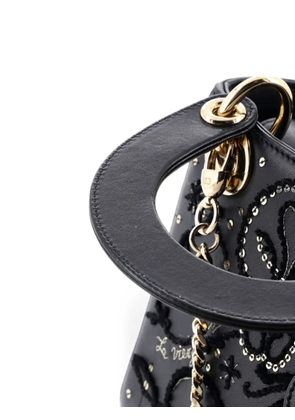 Christian Dior Pre-Owned Lady Dior Chain Bag Embroidered Calfskin Mini satchel - Black