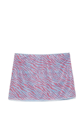 Oséree Animalier zebra-print mini beach skirt - Blue