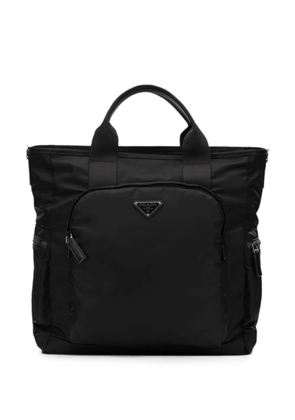 Prada Re-Nylon logo-plaque shoulder bag - Black