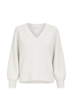 PATRICK ASSARAF ribbed-knit raglan-sleeve sweater - White