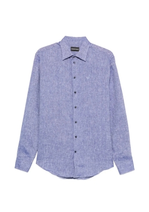Emporio Armani logo-embroidered buttoned shirt - Blue