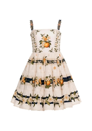 Agua By Agua Bendita Lima Valle floral-print tiered mini dress - Neutrals