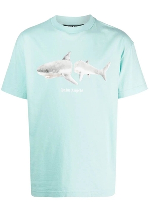 Palm Angels Shark-print organic cotton T-shirt - Blue