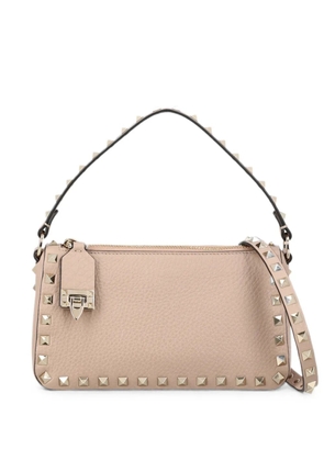 Valentino Garavani Rockstud pebbled shoulder bag - Neutrals