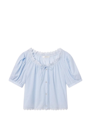 FRAME Serene lace-trim striped-pattern blouse - Blue
