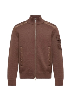 Moncler logo-patch panelled cardigan - Brown