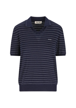 Miu Miu striped V-neck sweater - Blue
