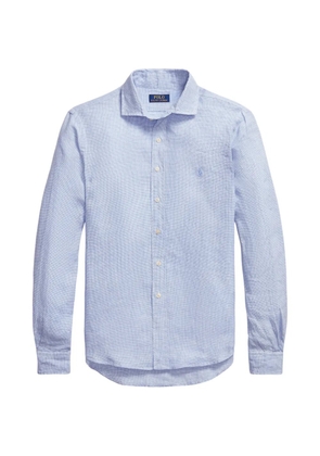 Polo Ralph Lauren houndstooth-pattern embroidered Pony shirt - Blue