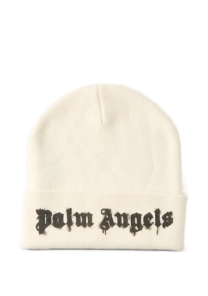 Palm Angels Dripping logo-intarsia beanie hat - White