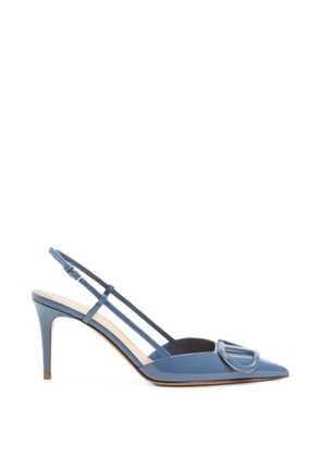 Valentino Garavani VLogo Signature patent-leather slingback pumps 80mm - Blue