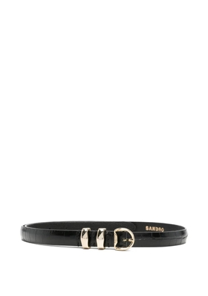 SANDRO croc-embossed leather belt - Black