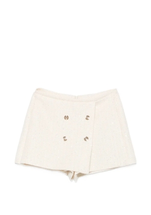 Maje button-embellished tweed skort - Neutrals