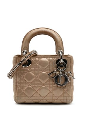Christian Dior Pre-Owned 2016 Mini Iridescent Lambskin Cannage Lady Dior satchel - Gold