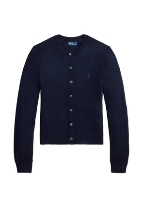 Polo Ralph Lauren crewneck embroidered-logo wool cardigan - Blue