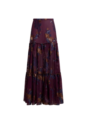 ETRO silk-blend jacquard maxi skirt with fil coupé flowers - Purple