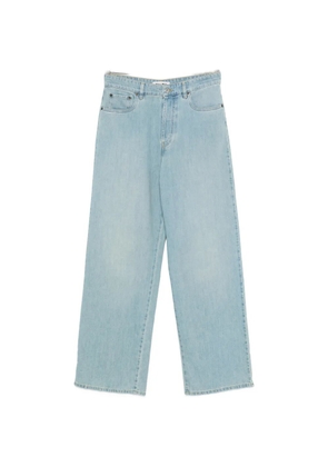 Miu Miu logo-embroidered wide-leg jeans - Blue