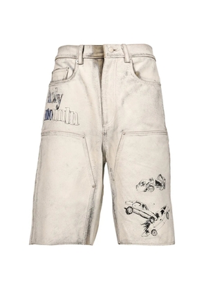Paly Holy Mountain distressed graphic-print shorts - Grey