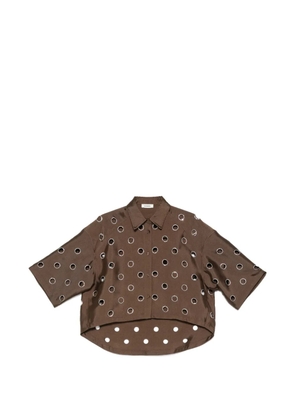 SANDRO eyelet-embellished oversized shirt - Brown