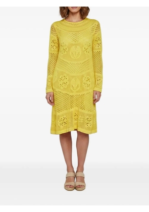 Elisabetta Franchi Crochet long-sleeved mid-length dress - Yellow