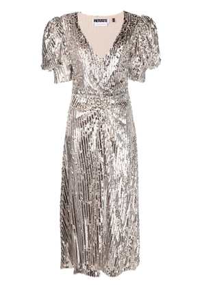 ROTATE BIRGER CHRISTENSEN puff-sleeve sequin midi dress - Silver