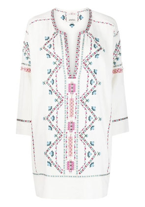 ISABEL MARANT embroidered split neck minidress - White