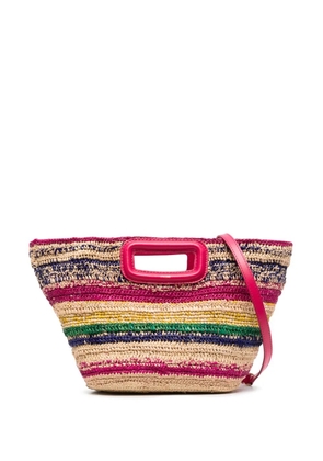 Maje mini striped raffia tote bag - Neutrals