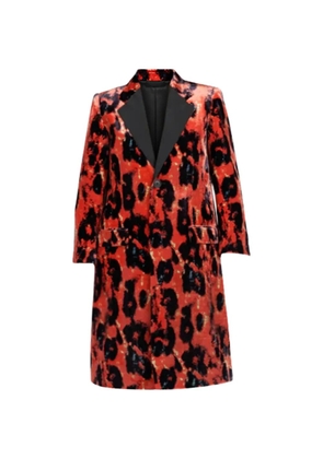 R13 lepard-print single-breasted coat - Red