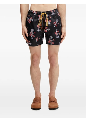 RHUDE floral-print drawstring swim shorts - Black