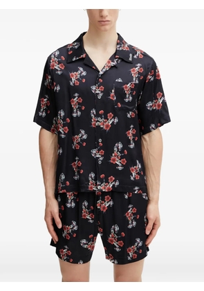 RHUDE floral-print silk shirt - Black