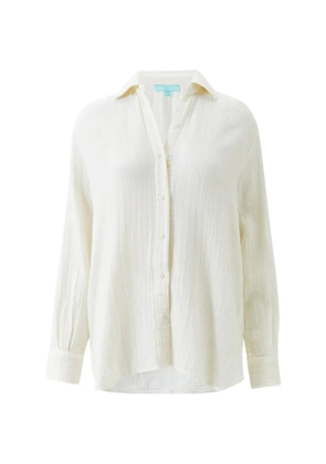 Melissa Odabash Leona crinkled-finish cotton shirt - White