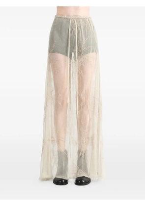 Ann Demeulemeester embroidered wrap maxi skirt - Neutrals