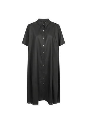 mizuiro ind flared short-sleeve shirt midi dress - Black